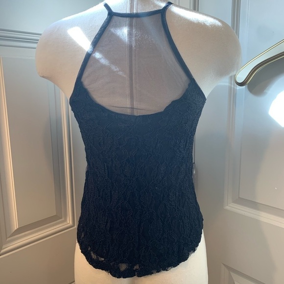 Kimchi Blue | Black Racerback Lace Lined Sheer Top Sleeveless Tank Shirt Top S - Picture 4 of 7